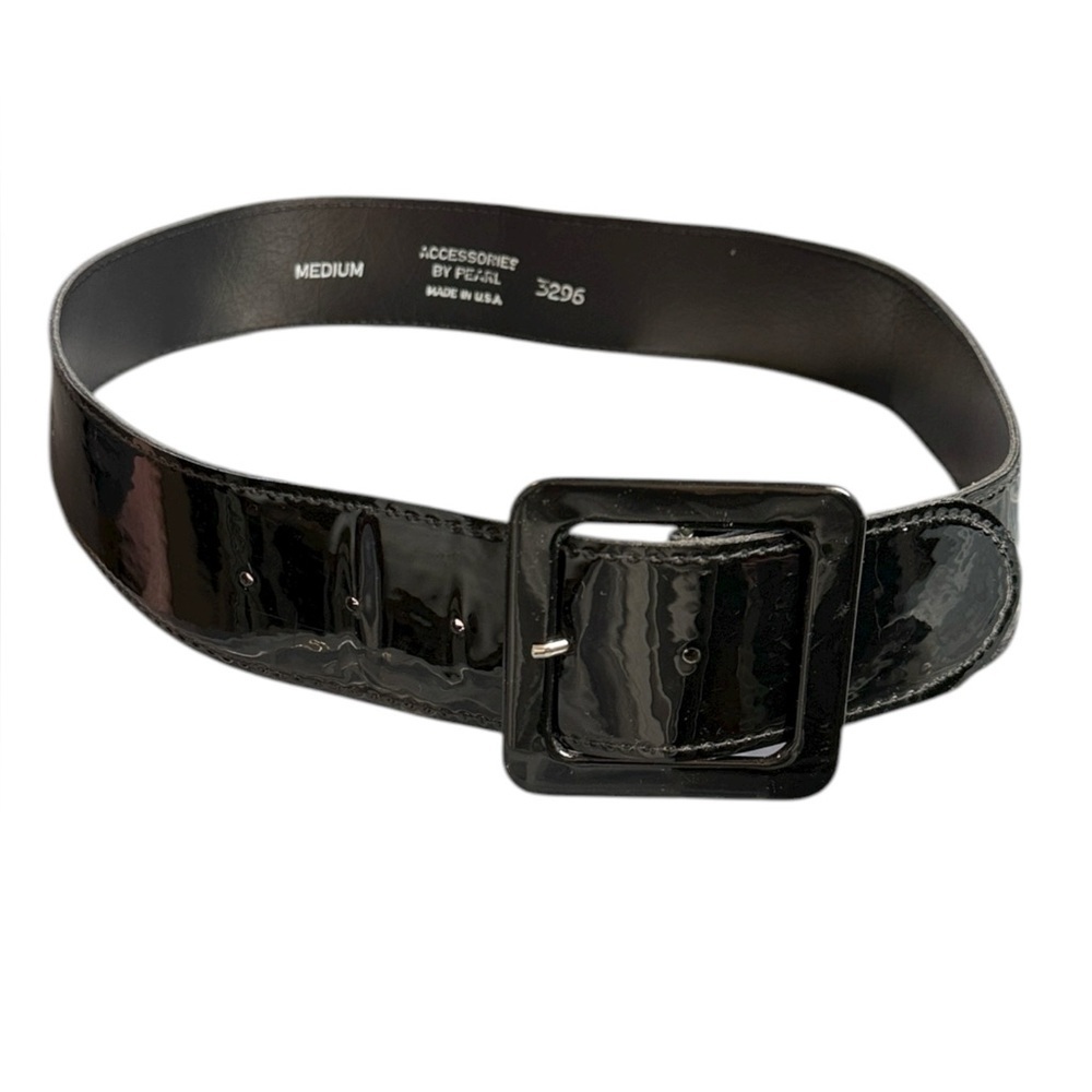 Accessories By Pearl Unisex Black Shiny Belt - Medium & Sz Small